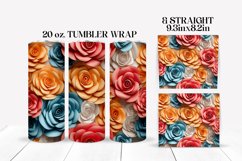3D Roses Tumbler Wrap Sublimation Design Product Image 1