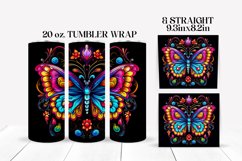 Stained Glass Butterfly Tumbler Wrap Sublimation Design Product Image 1