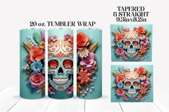 3D Skull Tumbler Wrap | 3D Skull Sublimation Design Product Image 1