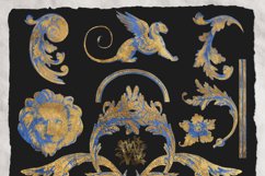 Gold and blue medieval ornaments clip art, Baroque swirl Product Image 3