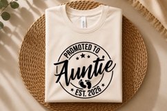 Promoted To Auntie Est 2026 Svg Design For Pregnancy Announcement Gift