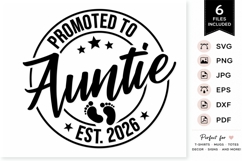 Promoted To Auntie Est 2026 Svg, Pregnancy Announcement Gift Product Image 3
