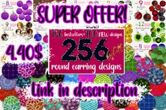 Floral ornament | 26 Round earring sublimation designs, PNG Product Image 4