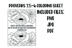 Proverbs 3: 5-6 Floral Christian Coloring Sheet Product Image 1