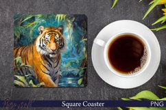 Tiger Square Coaster | Wild Cat Design | Jungle Product Image 1