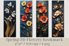 Spring 3D Flowers Bookmarks, 4 png Product Image 1