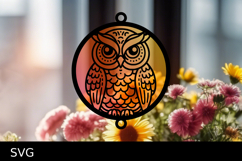Owl Suncatcher Car Charm SVG, Hanging Ornament SVG Product Image 1