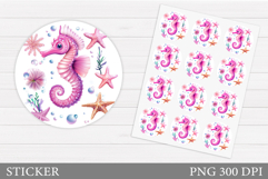 Seahorse Sticker Design. Sea Sticker Printable Product Image 1