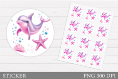 Dolphin Sticker Design. Cute Dolphin Sticker Printable Product Image 1
