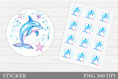 Dolphin Sticker Design. Cute Dolphin Sticker Printable Product Image 1