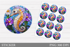 Seahorse Sticker Design. Sea Sticker Printable Product Image 1