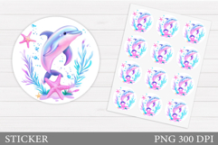 Dolphin Sticker Design. Sea Sticker Template Product Image 1