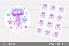 Jellyfish Sticker Template. Sea Sticker Design Product Image 1