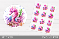 Seahorse Sticker Design. Sea Sticker Template Product Image 1