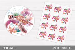 Turtle Sticker Design. Sea Turtle Sticker Printable Product Image 1