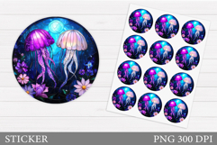 Jellyfish Sticker Template. Sea Sticker Design Product Image 1