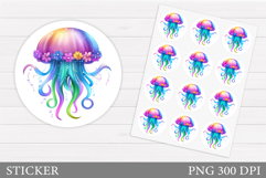 Jellyfish Sticker Template. Sea Sticker Design Product Image 1