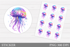 Jellyfish Sticker Design. Seashell Sticker Printable Product Image 1