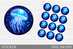Jellyfish Sticker Design. Seashell Sticker Printable Product Image 1