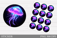 Jellyfish Sticker Design. Seashell Sticker Printable Product Image 1