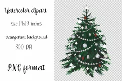 Watercolor Christmas tree clipart PNG Sublimation design Product Image 4