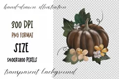 Pumpkin with flowers sublimation| Autumn clipart | PNG Product Image 3