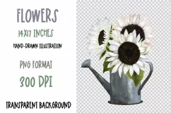 White Sunflower Sublimation design PNG|Flower Garden clipart Product Image 2