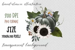 Pumpkin with white flowers sublimation| Autumn clipart | PNG Product Image 3