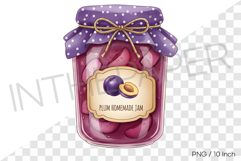 Sweet plum jam in a cute ribbon jar PNG marmalade syrup art Product Image 1
