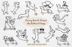 Funny Hand-Drawn Dachshund Dogs Clipart Set Product Image 1