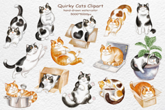 Funny Watercolor Cats &amp; Thought Bubbles - Quirky Product Image 2