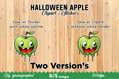 Halloween Green Apple Stickers, Cute Kawaii Stickers Product Image 2