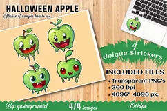 Halloween Green Apple Stickers, Cute Kawaii Stickers Product Image 4