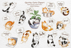 Funny Watercolor Cats &amp; Thought Bubbles - Quirky Product Image 4