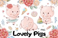 Watercolor Clipart Lovely Pigs Product Image 1