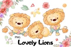 Watercolor Clipart Lovely Lions Product Image 1