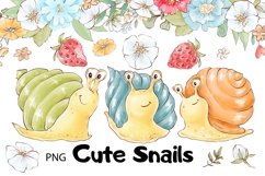 Watercolor Clipart Cute Snails Product Image 1