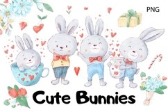 Watercolor Clipart Cute Bunnies Product Image 1