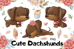Watercolor Clipart Cute Dachshunds Product Image 1