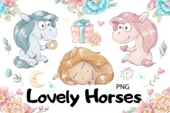 Watercolor Clipart Lovely Horses Product Image 1