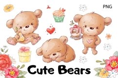 Watercolor Clipart Cute Bears Product Image 1