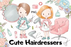 Watercolor Clipart Cute Hairdressers Product Image 1