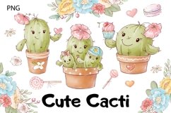 Watercolor Clipart Cute Cacti Product Image 1