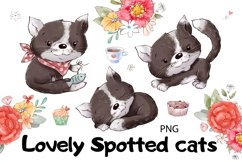 Watercolor Clipart Lovely Spotted Cats Product Image 1