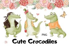 Watercolor Clipart Cute Crocodiles Product Image 1