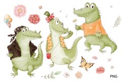Watercolor Clipart Cute Crocodiles Product Image 2