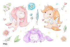 Watercolor Clipart Lovely Unicorns Product Image 2