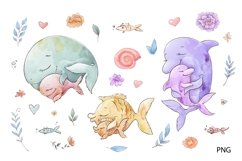 Watercolor Clipart Cute Sea Animals Product Image 2