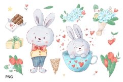 Watercolor Clipart Cute Bunnies Product Image 2