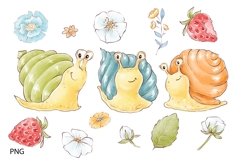 Watercolor Clipart Cute Snails Product Image 2